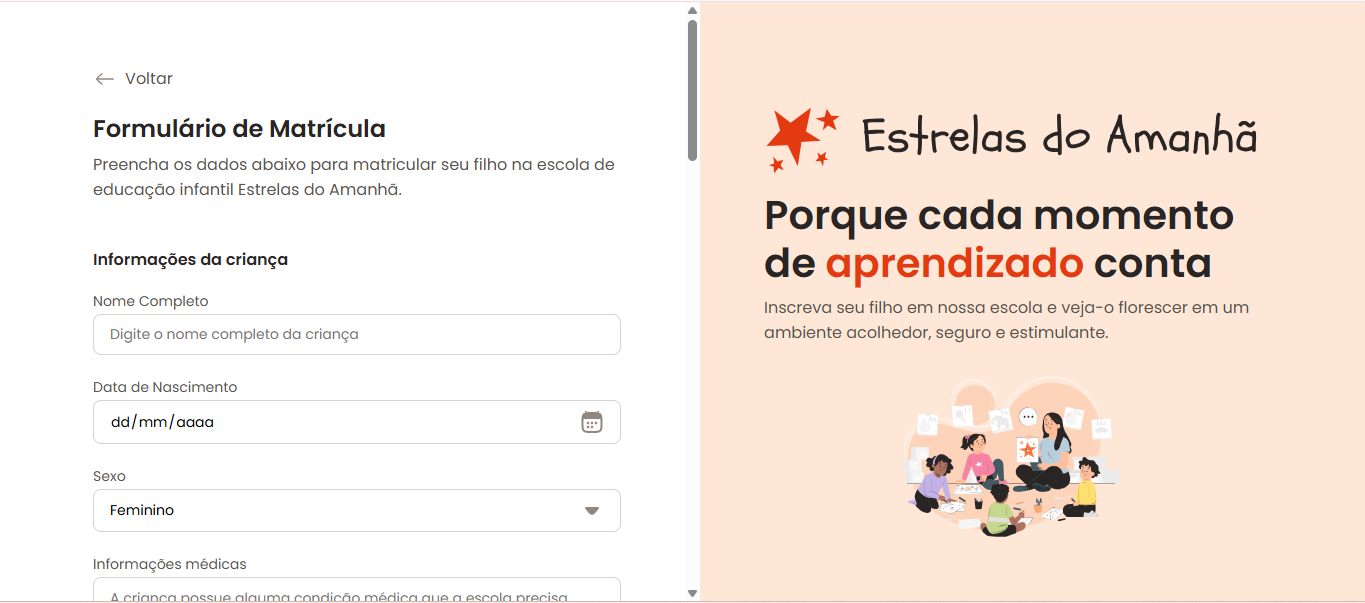 Preview Formulário de Matrícula