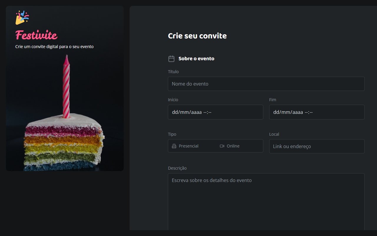 Preview Formulário de Convite